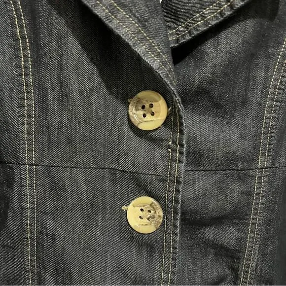 Baccini Spring 3/4 Sleeve Tunic Length Jean Jacket Dark Wash Light Women's L - Picture 13 of 14